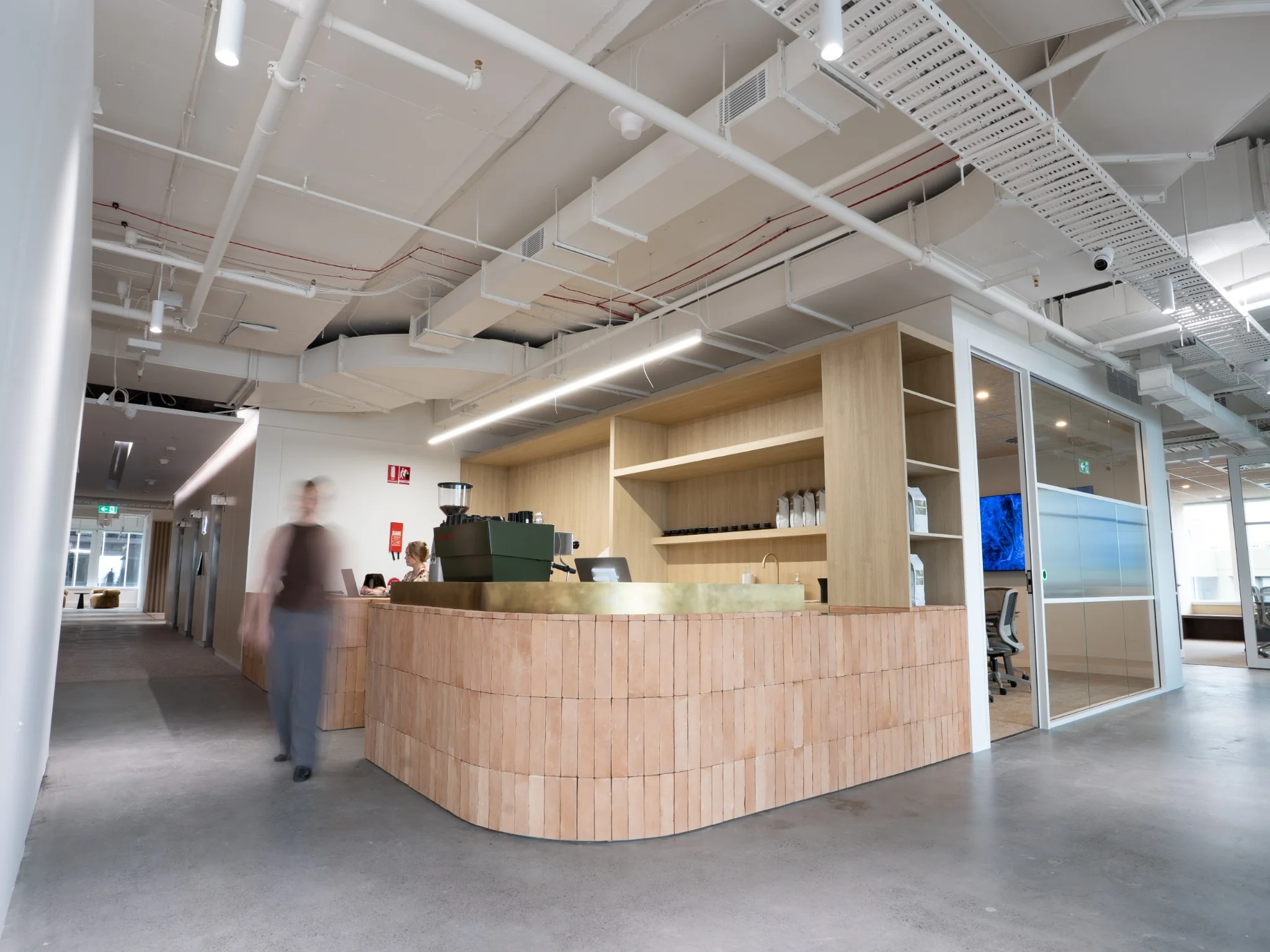 corporatecubes-sydney-347-kent-st-coffee-bar Barista coffee station inside CorporateCubes.Co Sydney coworking space at 347 Kent Street