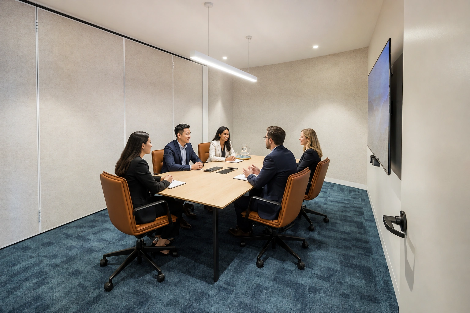 6 person meeting room in Geelong CBD at CorporateCubes.Co for client meetings, interviews and team collaboration