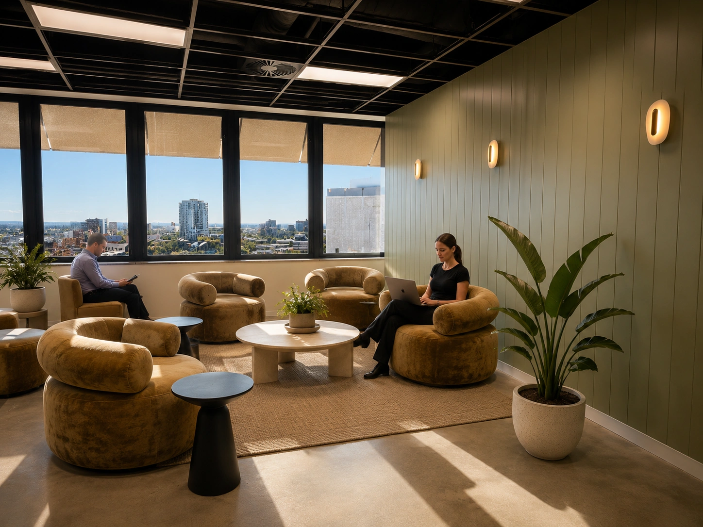 Reception lounge seating at CorporateCubes.Co Adelaide CBD