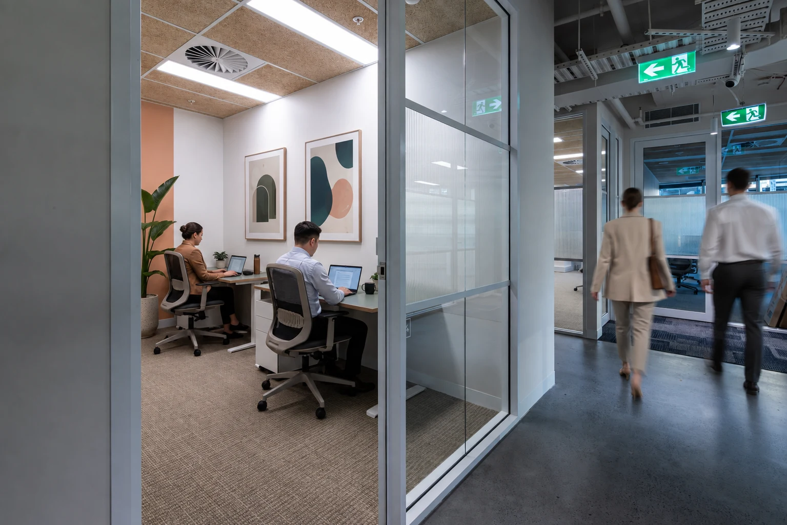 Growing Australian team collaborating through flexible coworking memberships in a shared workspace