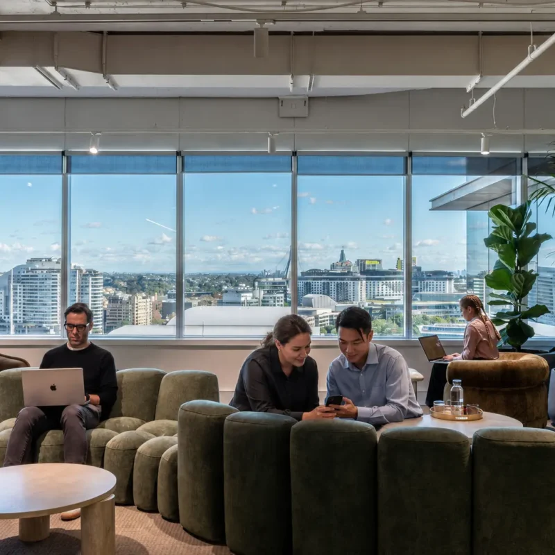 Enterprise team using private office solutions and flexible workspace in Australia